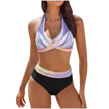 Bikini femme – Haut push-up dos nu – Bas tanga coupe flatteuse – Tissu respirant