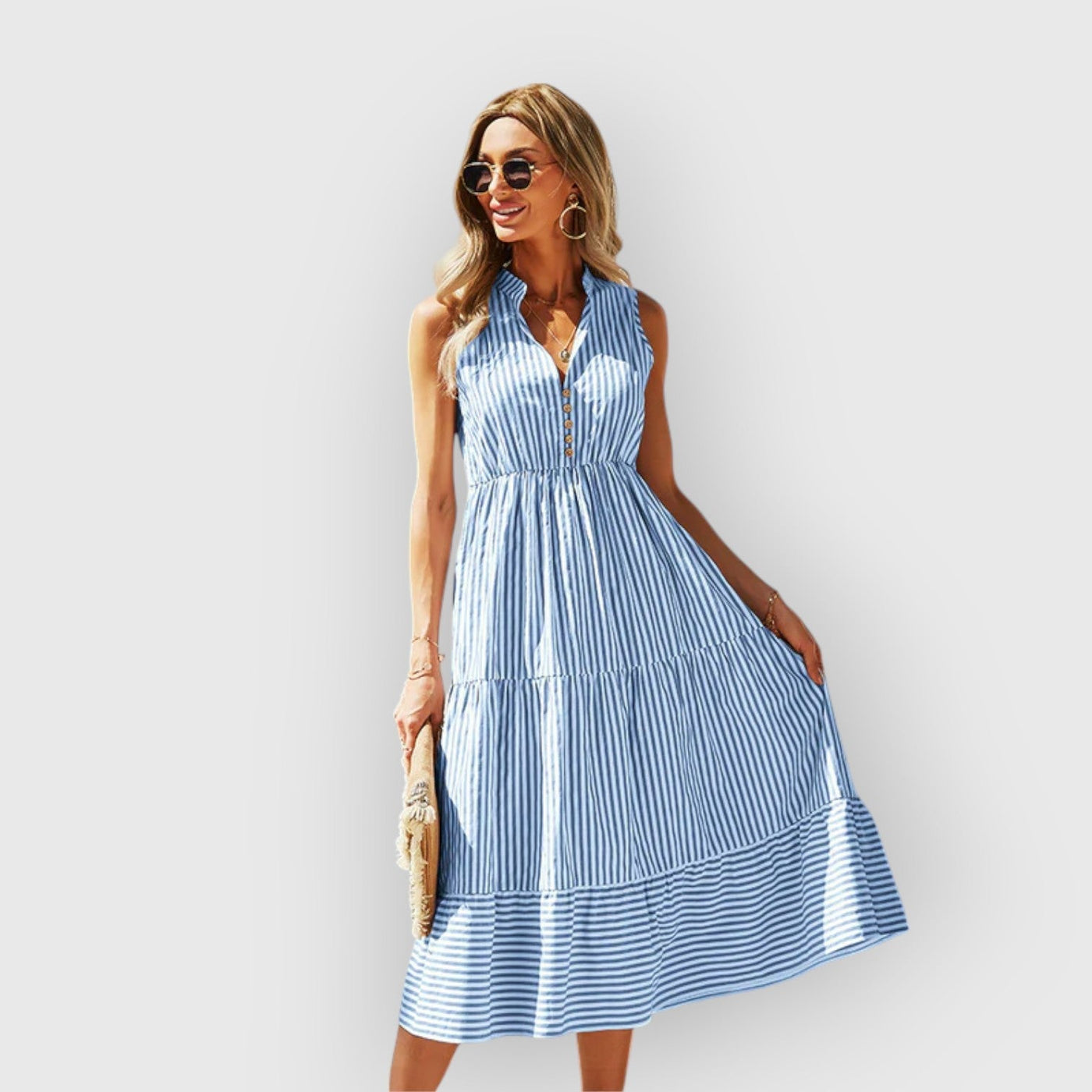 LUNA™ | Robe midi rayée