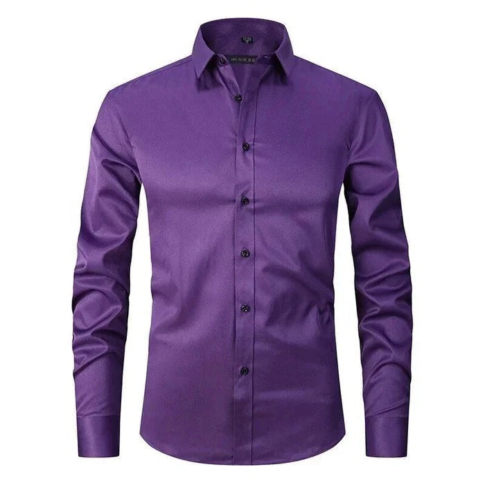 Polo homme – Coupe slim – Tissu respirant infroissable – Manches longues formel