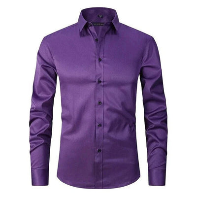 Polo homme – Coupe slim – Tissu respirant infroissable – Manches longues formel