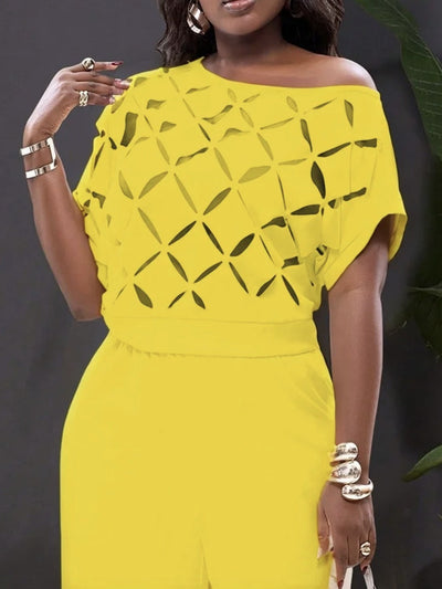 T-shirt femme épaules dénudées – Coupe ample – Maille douce – Motif ajouré tendance