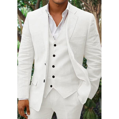 Ensemble en lin pour hommes : blazer, gilet et pantalon