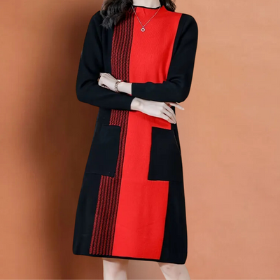 THEADORA - Robe Tricotée Élégante à Col Semi-Roulé pour Femmes