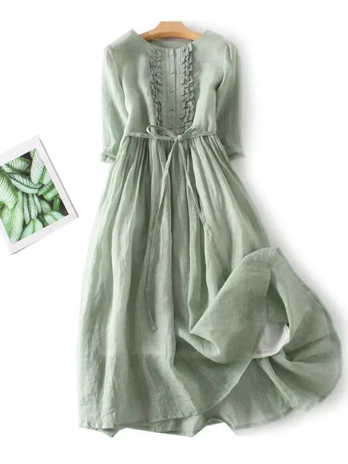 Robe en Lin Verte | Élégance Naturelle | Légère & Respirante