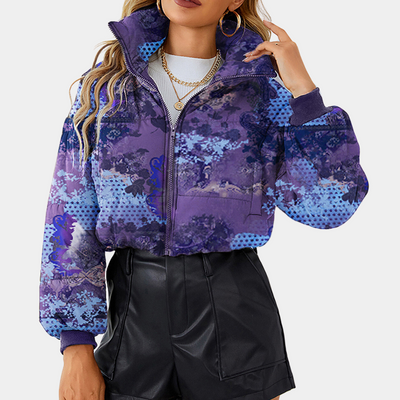 SINEM - Veste d'Hiver Courte Tendance pour Femmes