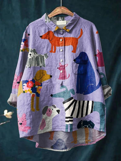 Chemise Décontractée Imprimé Chien | Tendance et Confort | Tissu Doux