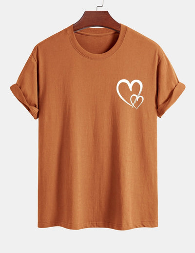 T-shirt en coton à imprimé cœur coupe classique