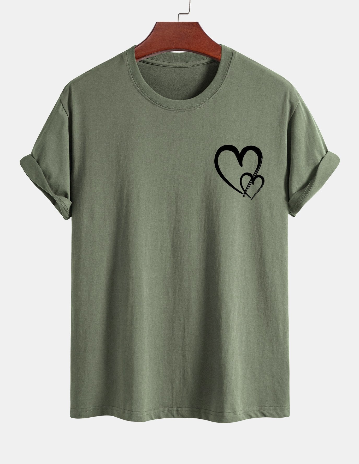 T-shirt en coton à imprimé cœur coupe classique