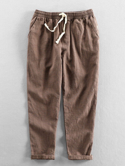 Short Décontracté en Lin et Coton Mélangés