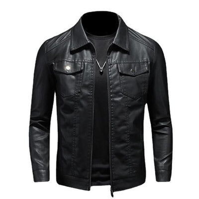 Tomas | Veste en cuir à col pour hommes