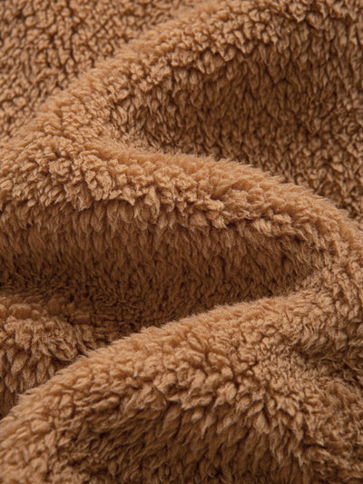Manteau à capuche boutonné en polaire Teddy