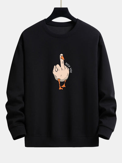 Sweat-shirt décontracté à imprimé oie et slogan