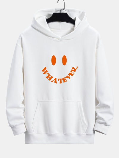 Sweat à capuche décontracté avec slogan imprimé smiley