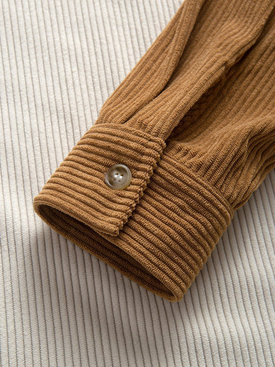 Chemise à capuche en velours côtelé colorblock coupe décontractée et pantalon droit en velours côtelé