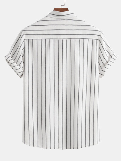 Chemise Rayée en Coton Mélangé à Boutons