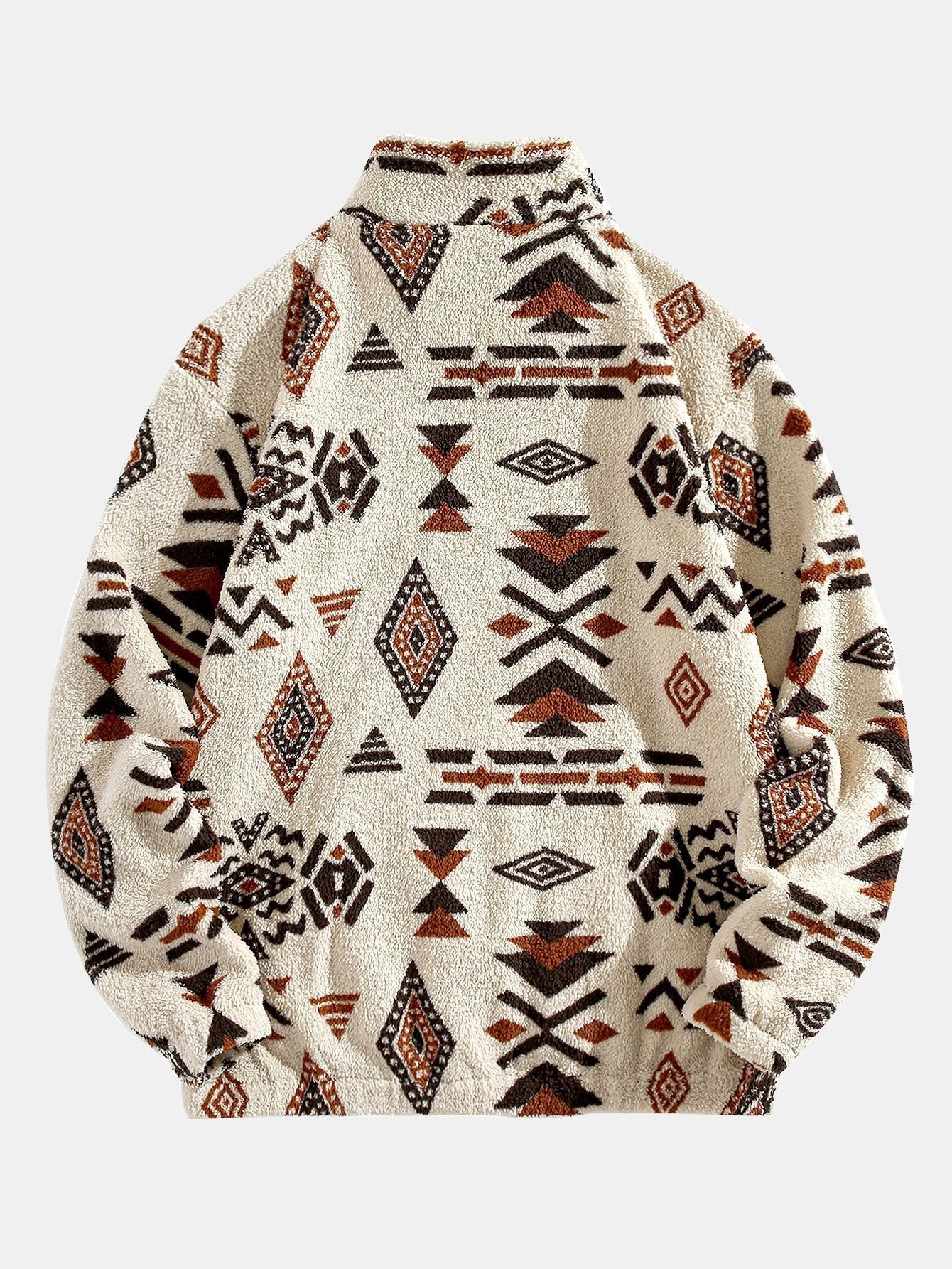 Sweat-shirt Teddy à imprimé aztèque et fermeture éclair quart de tour