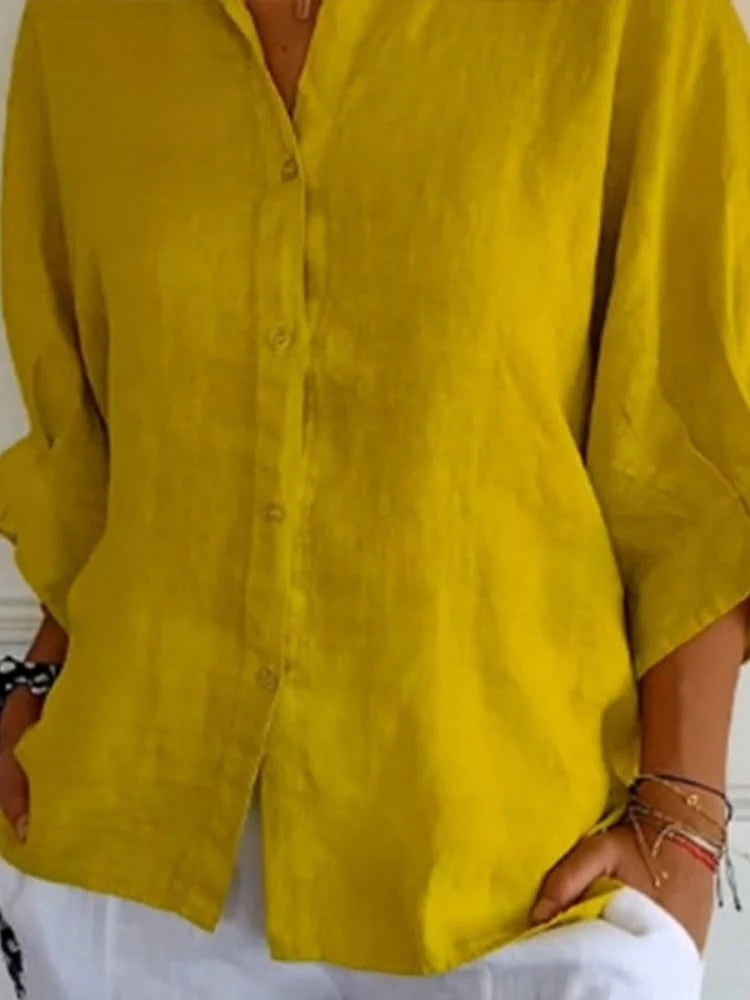 Chemise pour femme - Matière légère - Coupe décontractée - Fermeture par boutons & Col classique