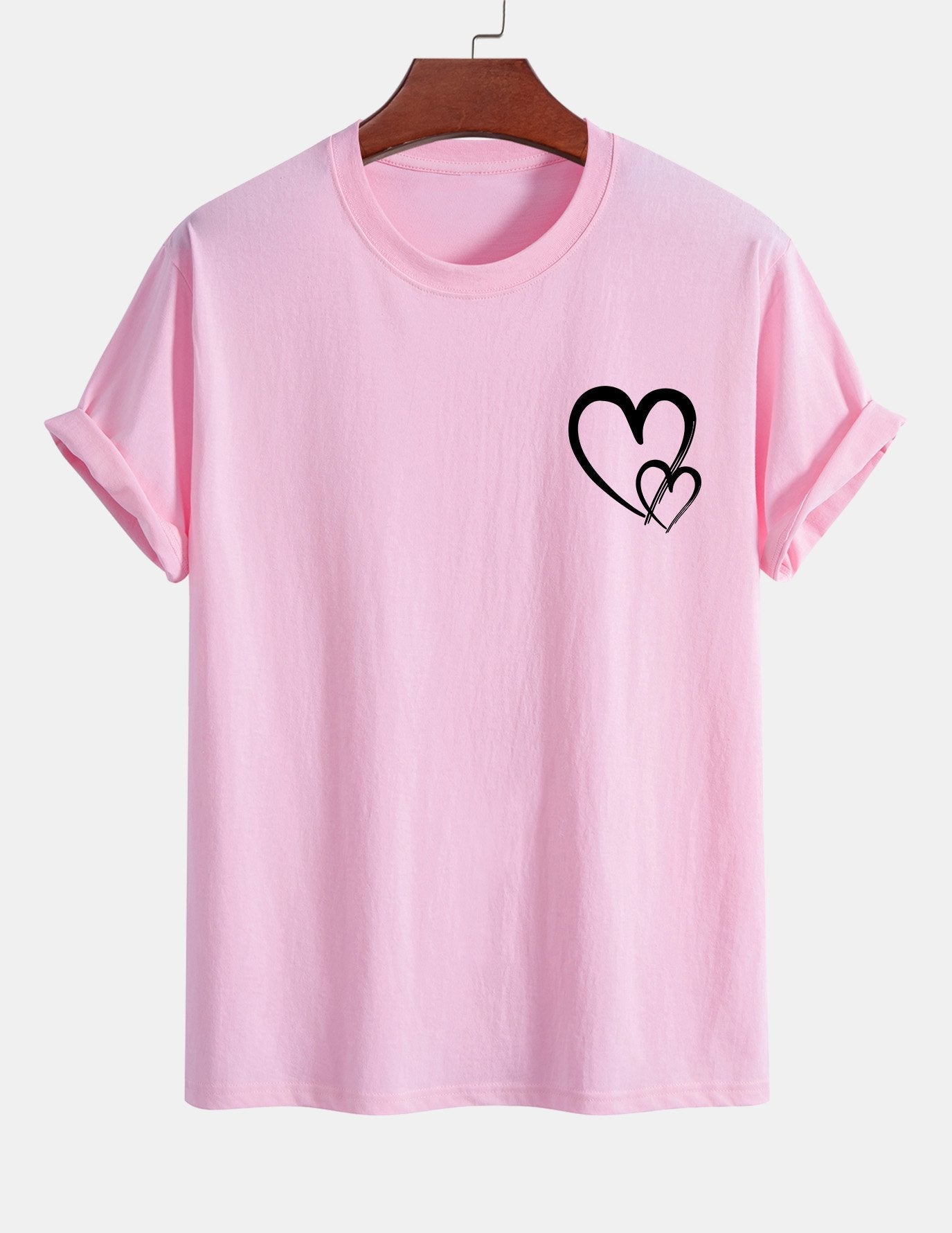 T-shirt en coton à imprimé cœur coupe classique
