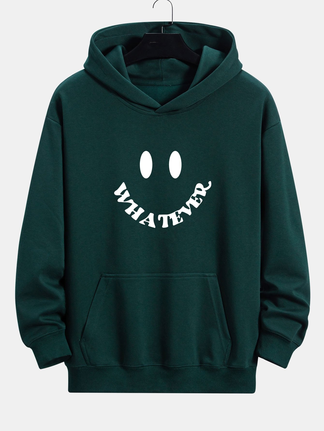 Sweat à capuche décontracté avec slogan imprimé smiley