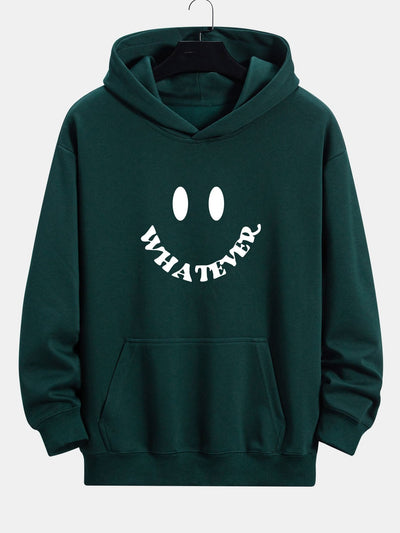 Sweat à capuche décontracté avec slogan imprimé smiley