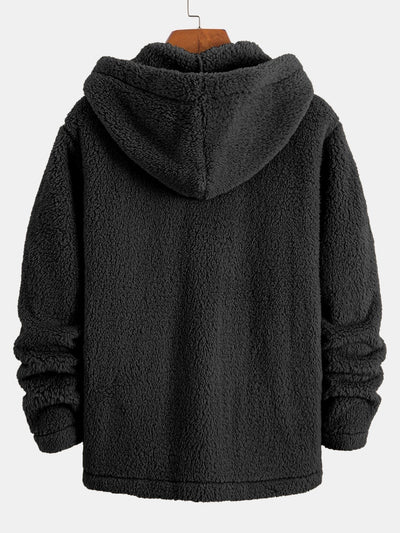 Manteau à capuche boutonné en polaire Teddy