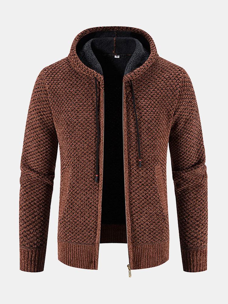 Pull à capuche texturé doublé en peluche