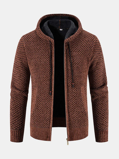 Pull à capuche texturé doublé en peluche