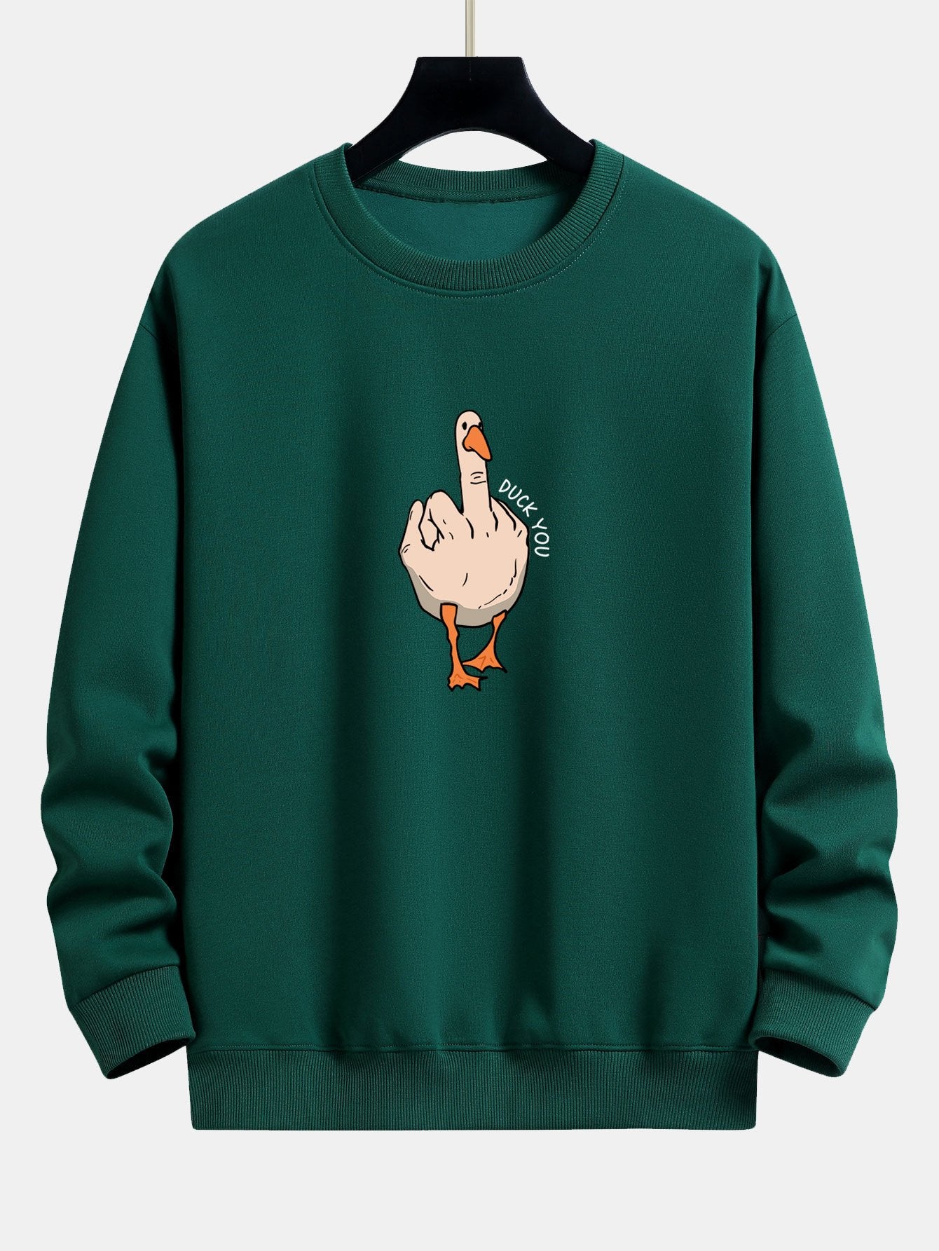 Sweat-shirt décontracté à imprimé oie et slogan