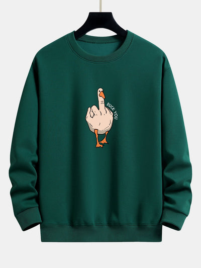 Sweat-shirt décontracté à imprimé oie et slogan