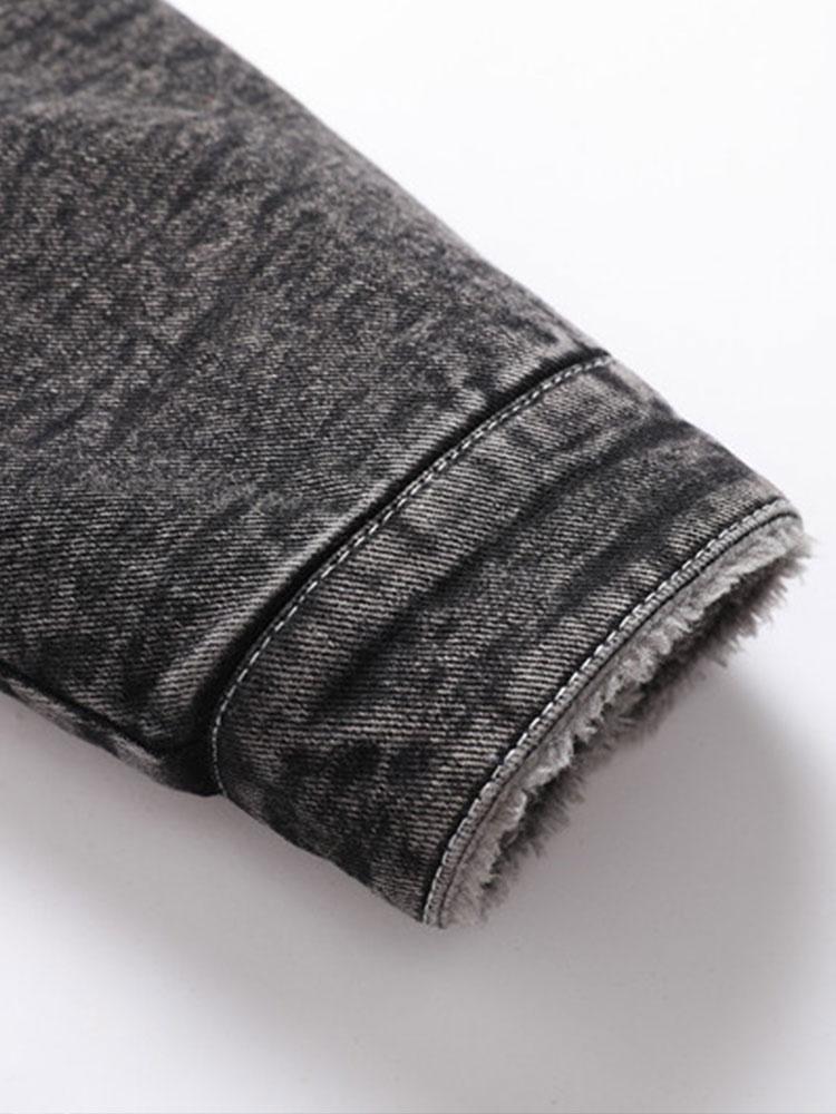 Veste en jean délavée doublée en peluche