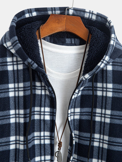 Sweat à capuche en flanelle à carreaux doublé polaire Teddy