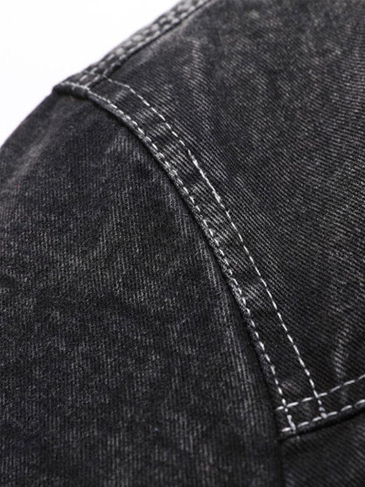 Veste en jean délavée doublée en peluche