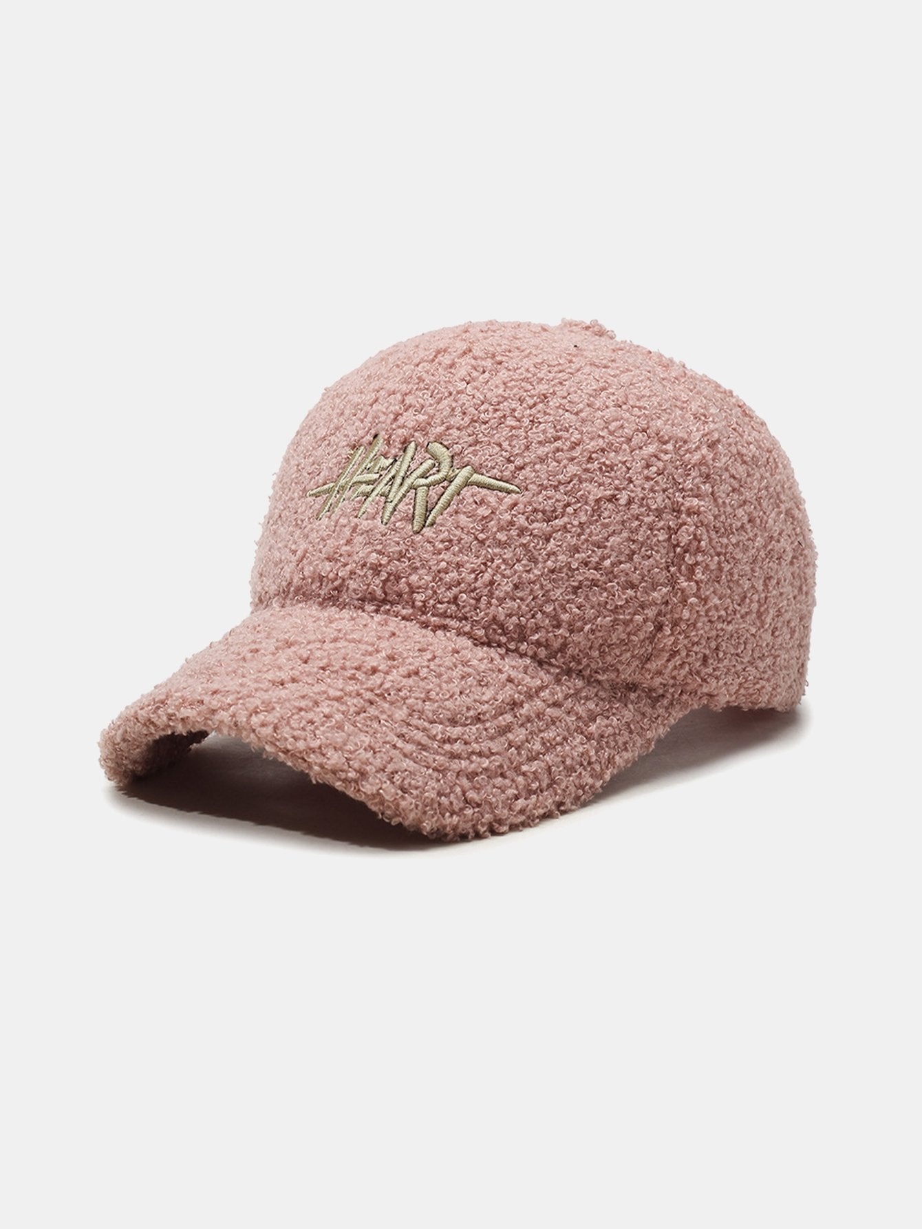 Casquette de baseball en peluche avec broderie cœur