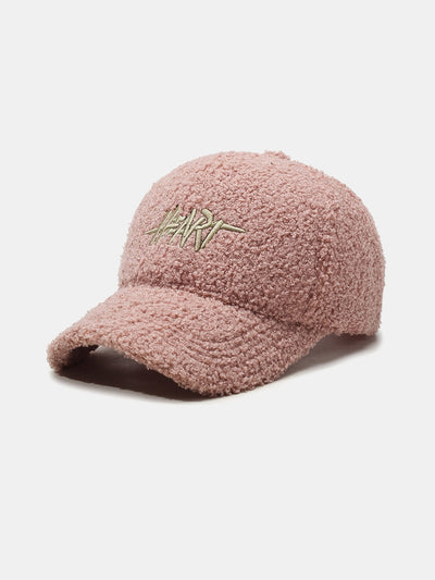 Casquette de baseball en peluche avec broderie cœur