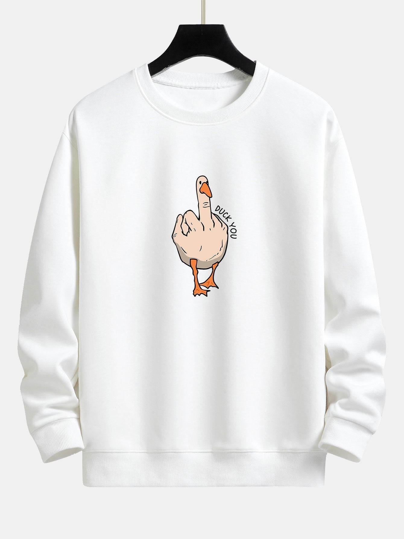 Sweat-shirt décontracté à imprimé oie et slogan