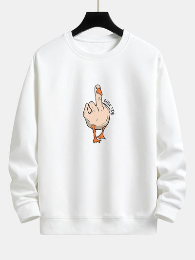 Sweat-shirt décontracté à imprimé oie et slogan
