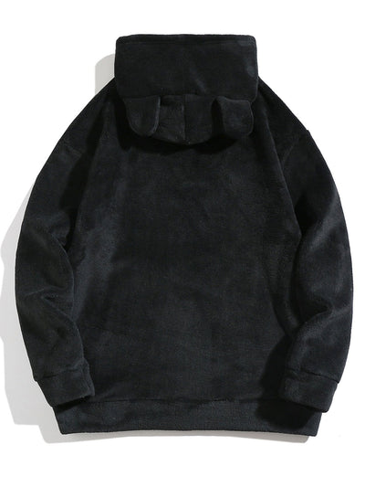 Sweat à capuche en polaire Teddy coupe décontractée avec oreilles