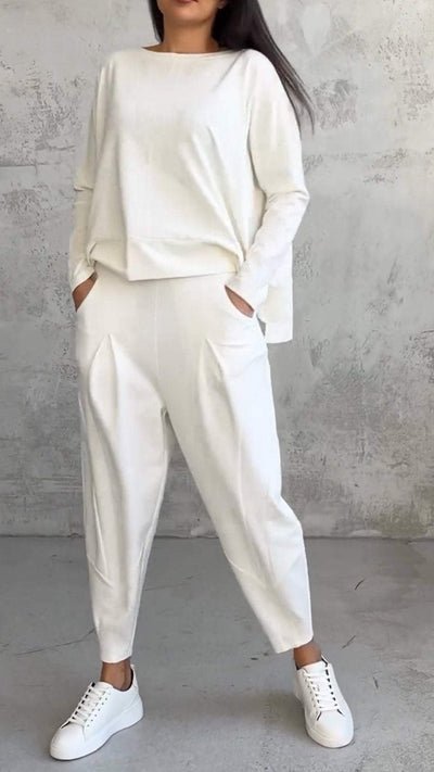 Ensemble Lounge Femme – Coupe Ample – Maille Douce – Pantalon Jambe Droite