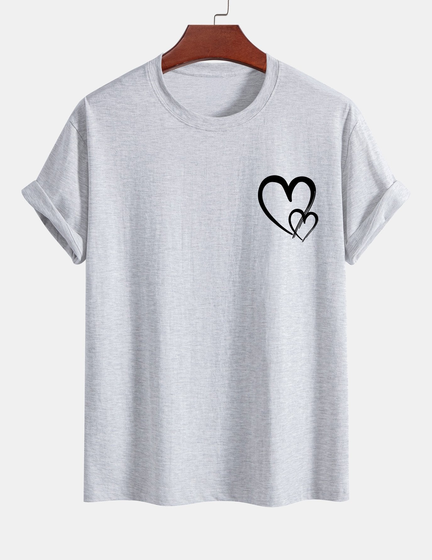 T-shirt en coton à imprimé cœur coupe classique