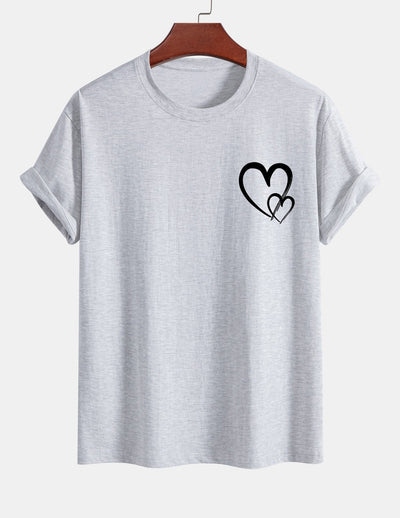 T-shirt en coton à imprimé cœur coupe classique