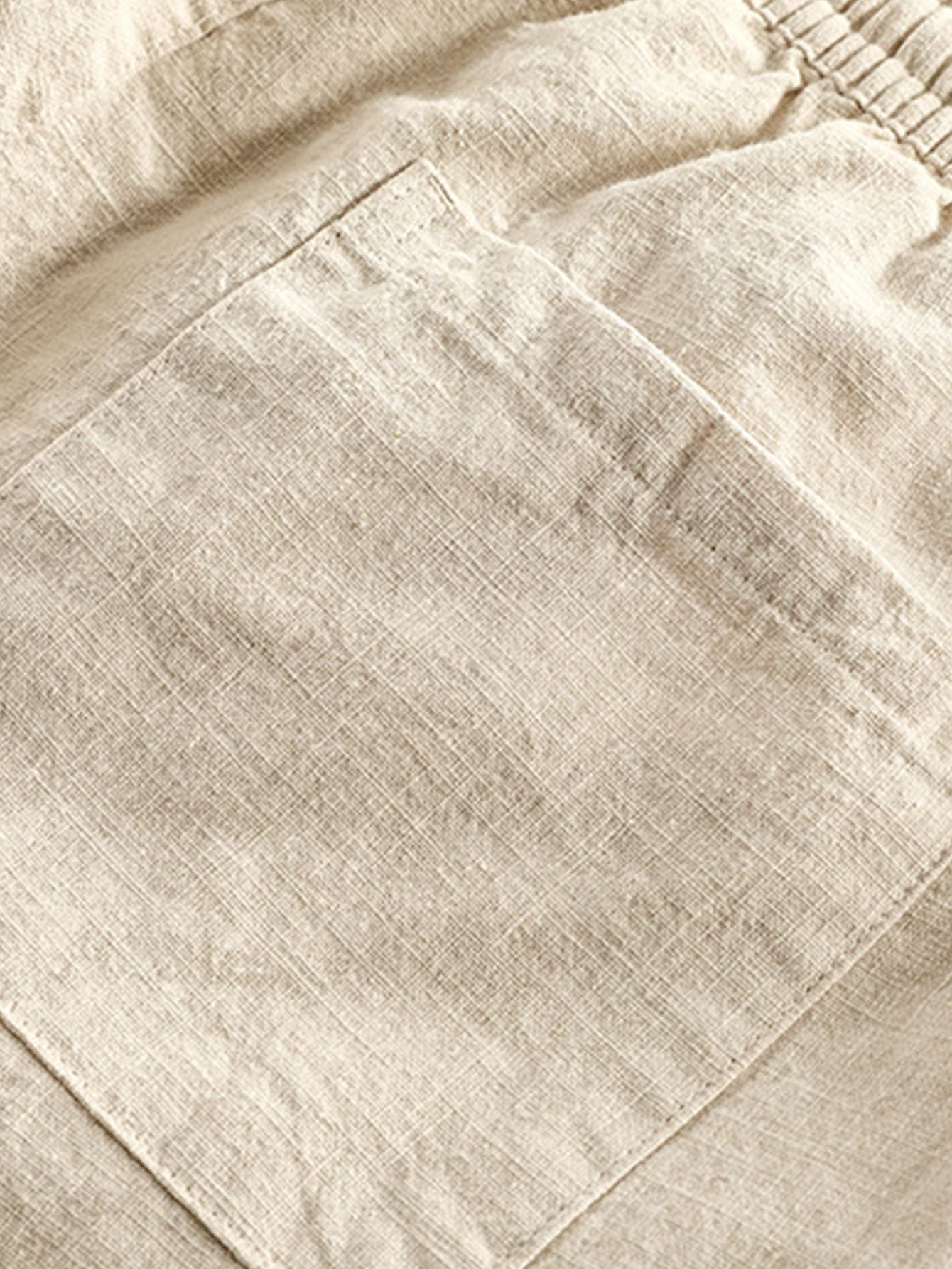 Short Décontracté en Lin et Coton Mélangés