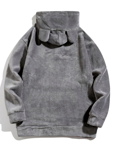 Sweat à capuche en polaire Teddy coupe décontractée avec oreilles