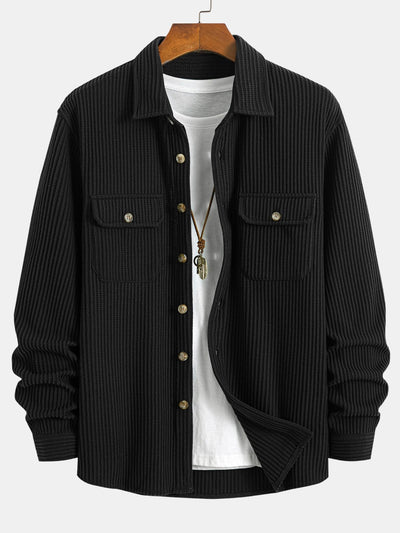 Chemise boutonnée gaufrée à double poche