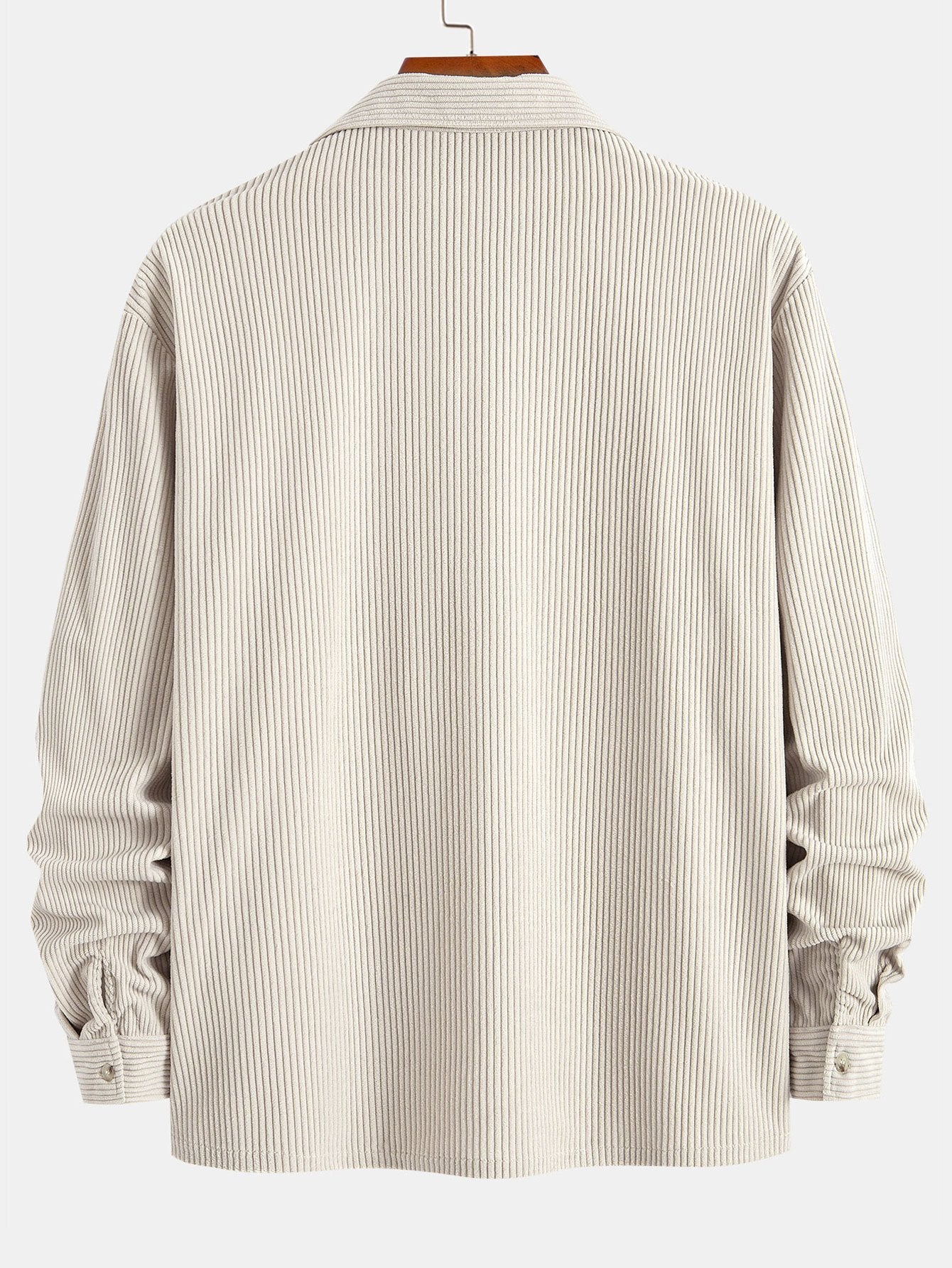 Chemise à manches longues en velours côtelé et col cubain