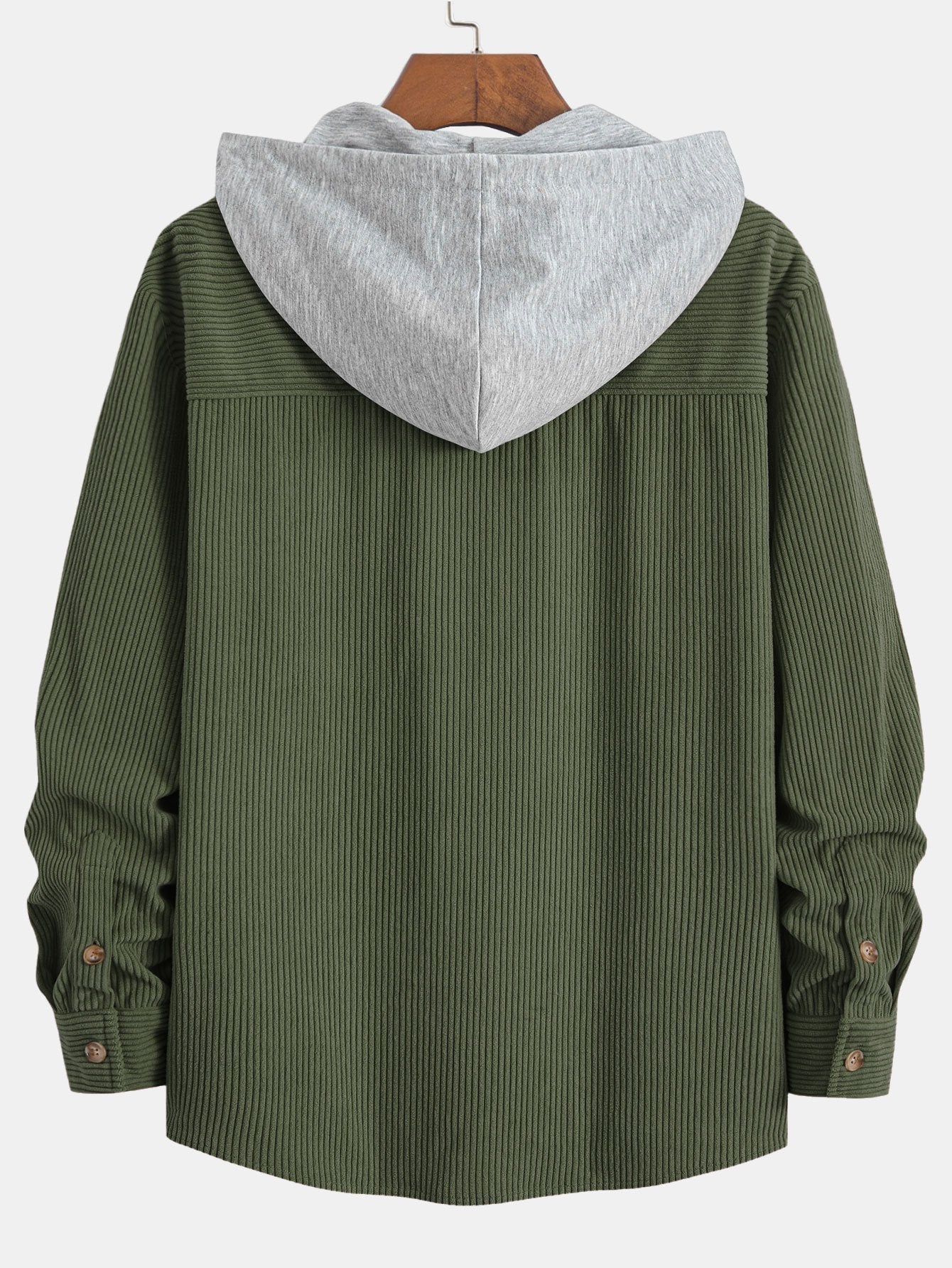 Chemise à capuche en velours côtelé contrasté