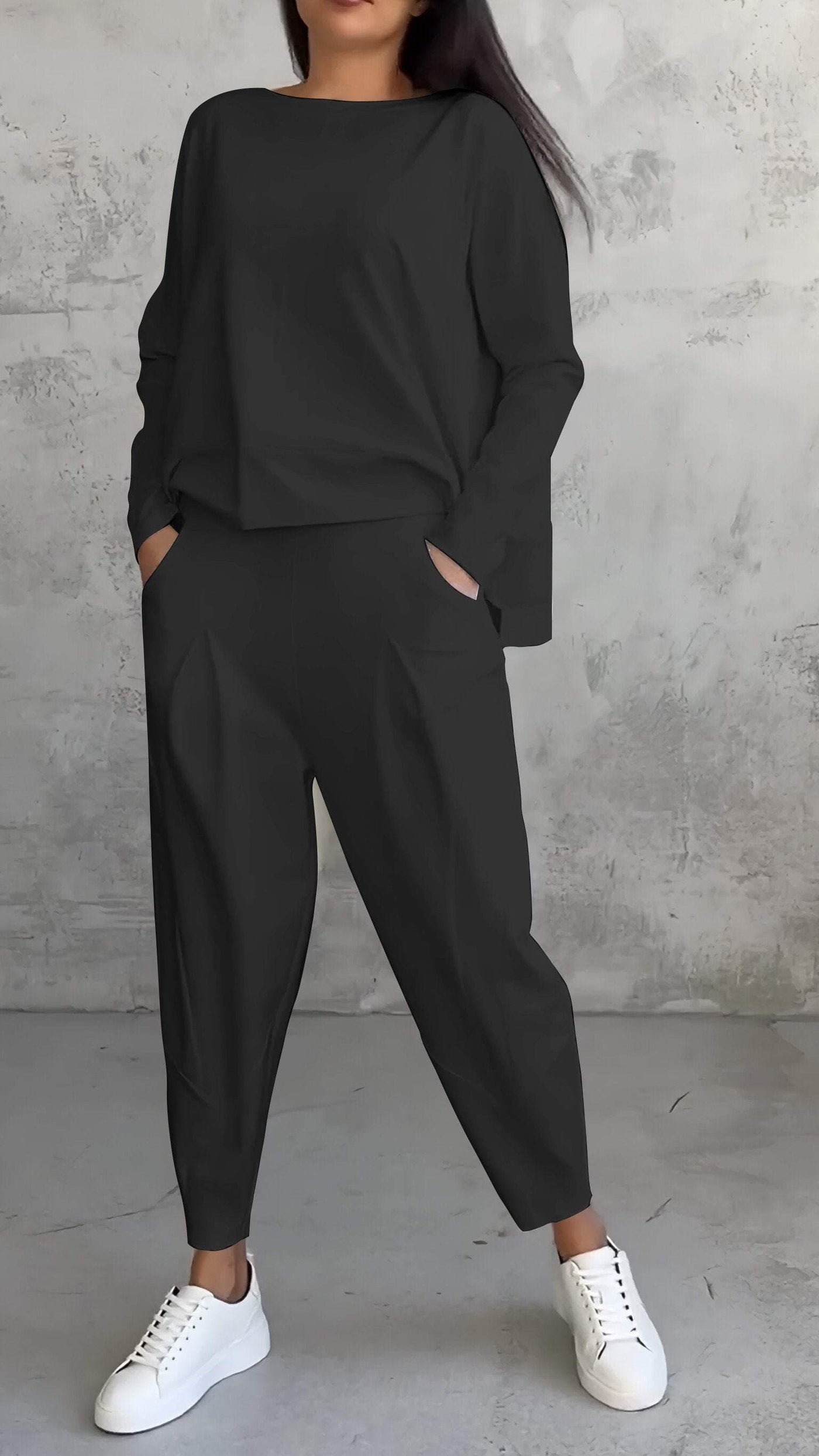 Ensemble Lounge Femme – Coupe Ample – Maille Douce – Pantalon Jambe Droite