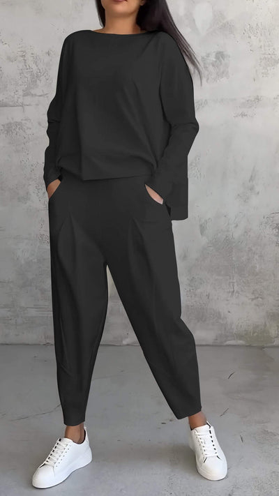 Ensemble Lounge Femme – Coupe Ample – Maille Douce – Pantalon Jambe Droite