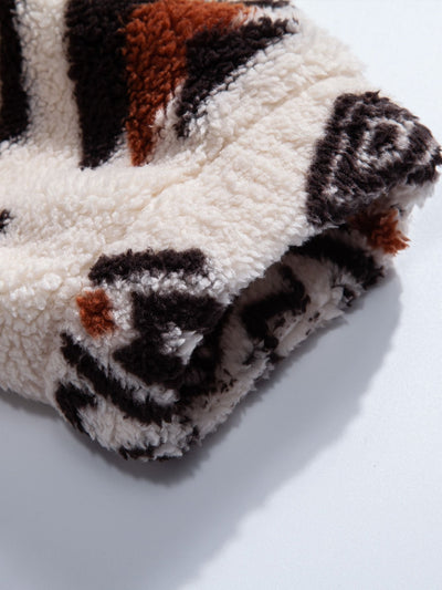 Sweat à capuche en peluche à imprimé aztèque et pantalon de jogging cargo en velours côtelé à cordon de serrage