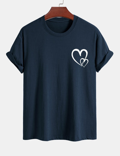 T-shirt en coton à imprimé cœur coupe classique