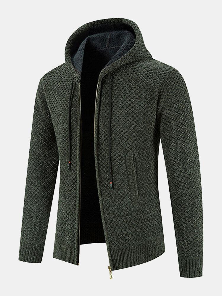 Pull à capuche texturé doublé en peluche
